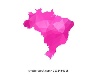brazil Map - Abstract geometric rumpled triangular low poly style gradient graphic on white background , line dots polygonal design for your . Vector illustration