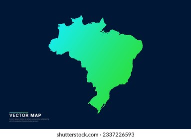 Brazil map of abstract gradient green blue concept with technology light effect vector.