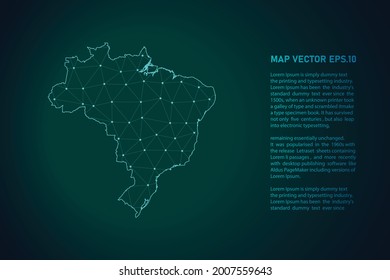 brazil map. Abstract mash line and point scales on dark background . 3D mesh polygonal network line, design sphere, dot and structure. Vector illustration eps 10.