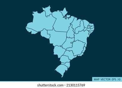 Mapa de Brasil, Línea de mash abstracto y escalas de puntos sobre fondo oscuro para el logo del mapa de diseño de tu sitio web, app, ui, Travel. Ilustración vectorial eps 10.