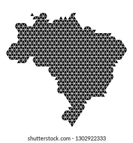 Brazil map abstract schematic from black triangles repeating pattern geometric background with nodes. Vector illustration.