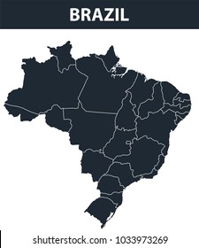 Brazil map with administrative devision on regions