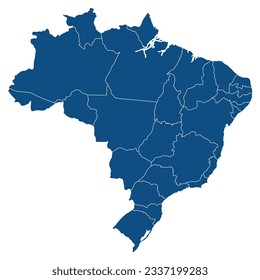 Brazil map with administrative regions. Latin map. Brazilian map.