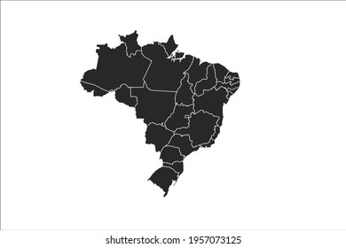 Brazil Map black Color on White Backgound