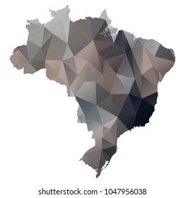 brazil map - Black, grey, geometric rumpled low poly style gradient graphic background, polygonal design for your. Vector illustration eps 10. 