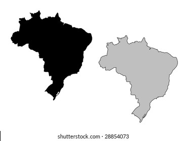 Mapa de Brasil. Blanco y negro. Proyección de Mercator.