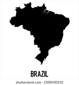 Brazil Map - black World Map International vector template with High detailed isolated on white background - Vector