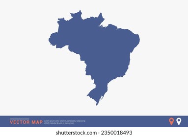 Brazil Map - blue abstract style isolated on white background for infographic, design vector.