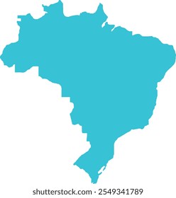 Brazil MAP in Blue, Country Map, Brazil, Border Map, Border line of Brazil, Geographic Map