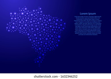 Brazil map from blue and glowing space stars abstract concept geometric shape. Vector illustration.