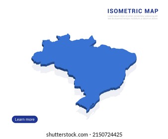 Brasil mapea el azul aislado en fondo blanco con 3d ilustración vectorial isométrica.