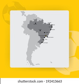 Brazil Map, Brazilian Cities (vector Art)