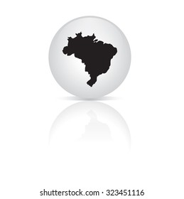 Brazil map button on white background.