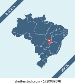 Brazil map with capital Brasilia