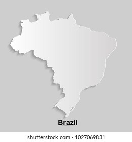 Brazil map card paper 3D . Cut isolated on a white background. Vector illustration.