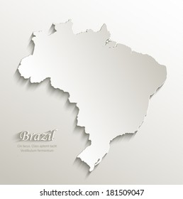 Brazil Map Card Paper 3D Natural Vector