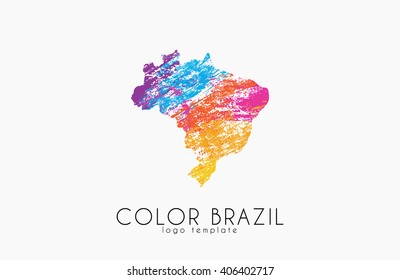 Brazil. Map of Brazil. Color Brazil. Creative logo Brazil