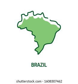 Brazil map color line icon. Border of the country. Pictogram for web page, mobile app, promo. UI UX GUI design element. Editable stroke.