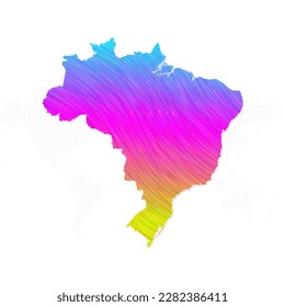 Brazil map in colorful halftone gradients. Future geometric patterns of lines abstract on white background. Vector Illustration Eps10.