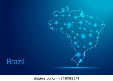 Mapa de Brasil - concepto de tecnología de la comunicación, gráfico de bajo poli.