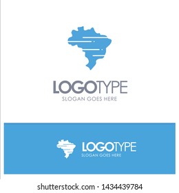 Brazil, Map, Country Blue Logo vector