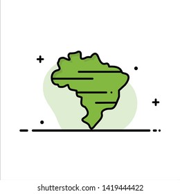 Brazil, Map, Country Business Logo Template. Flat Color