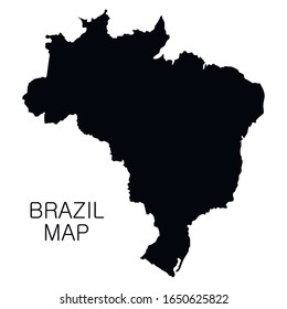 Brazil map and country name isolated on white background. Vector illustration