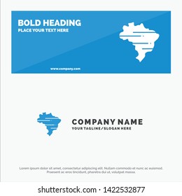 Brazil, Map, Country SOlid Icon Website Banner and Business Logo Template