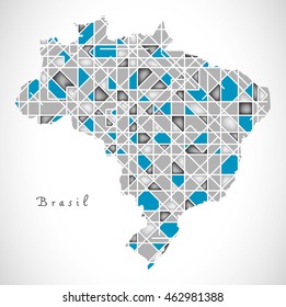 Brazil Map crystal style artwork