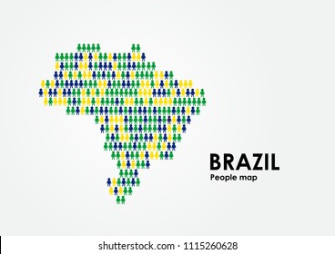 Brazil map design by people with brazil flag colors