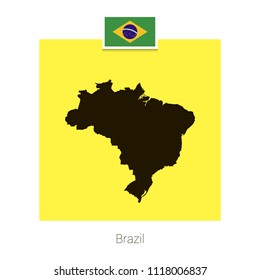 Brazil map design with flag and yellow background vector
