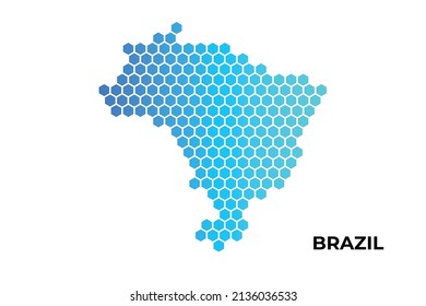 Brazil map digital hexagon shape on white background vector illustration