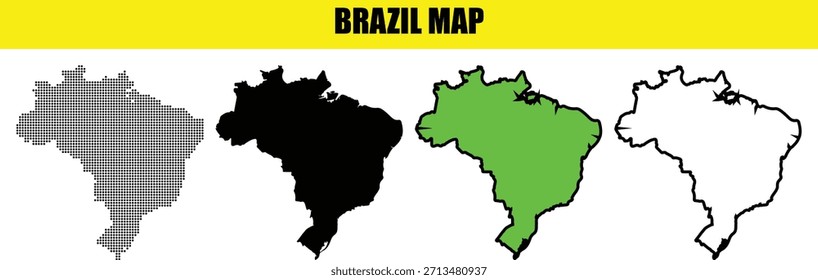 Brazil map with dot pixel spot, modern concept design, digital and print ready, isolated on white background vector illustration.