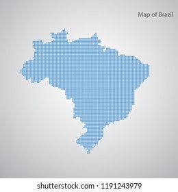 Brasilianische Karte zeigt Punkte auf grauem Hintergrund. Abstrakte geografische Karte. Vektorgrafik.
