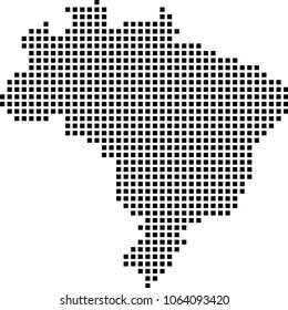 Brazil map dots vector illustration background. Dotted map of Brazil. Creative pixel art map 
