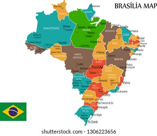 Brazil Map Drawing Breziya Map Province Stock Vector (Royalty Free ...