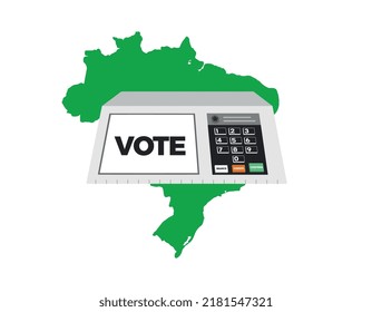 Brazil map with electronic voting machine.