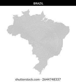 Brazil map featuring a pattern of concentric curved lines.