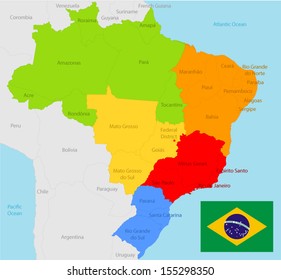 Brazil map and flag