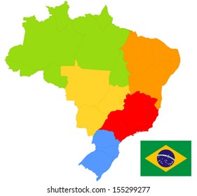 Brazil Map And Flag