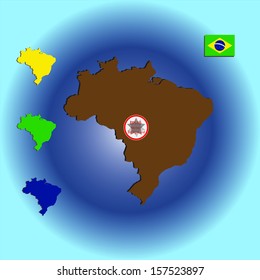 Brazil map with flag