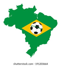 Brazil map with flag