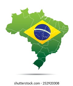 Brazil Map with Flag