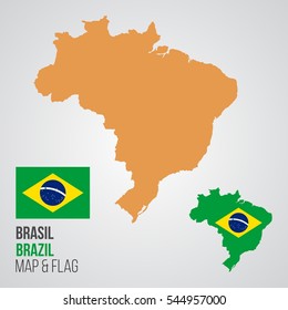 Brazil Map and Flag