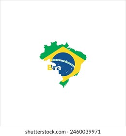 Brasilien Karte und Flaggenfarben Design auf weißem Hintergrund