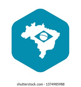 Brazil map with flag icon. Simple illustration of Brazil map with flag vector icon for web