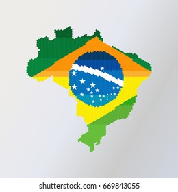 Brazil map and flag isolated on white background.
