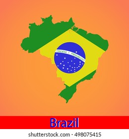 Brazil  map flag on a orange background
