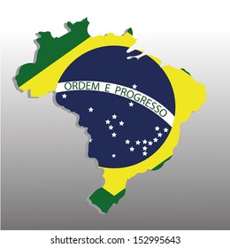 brazil map with flag on special gradient gray background