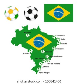 brazil map flag soccer field